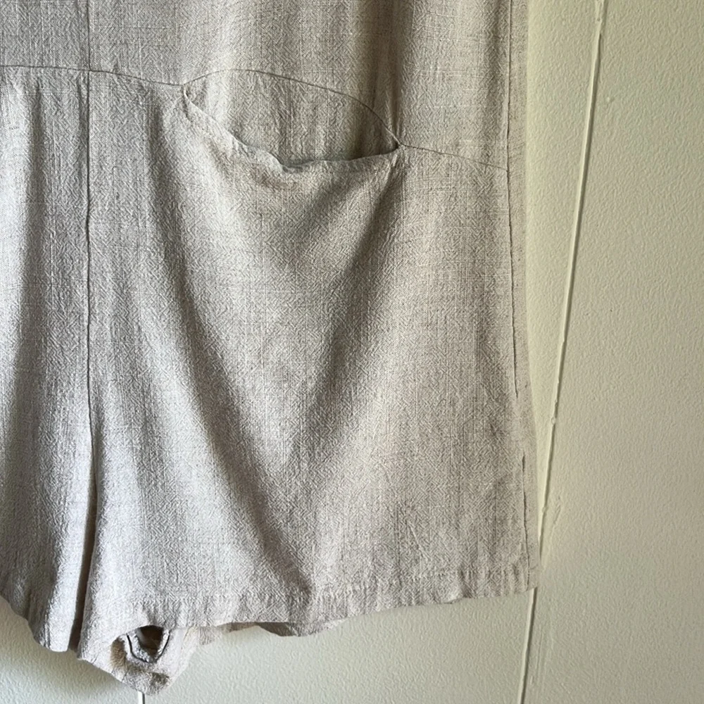 Princess Polly Tan Beige Boho Casual Linen Beach V-Neck Romper Jumpsuit Sz 2 - Picture 12 of 13